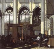 WITTE, Emanuel de The Interior of the Oude Kerk,Amsterdam,During a Sermon oil on canvas